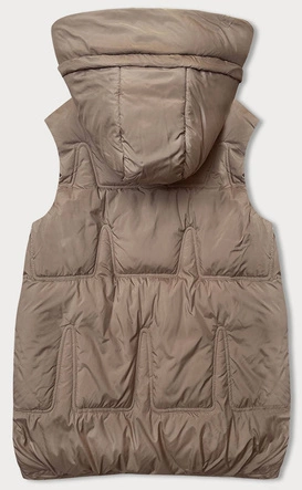 Puchowa kamizelka damska beżowa (B8153-12)
