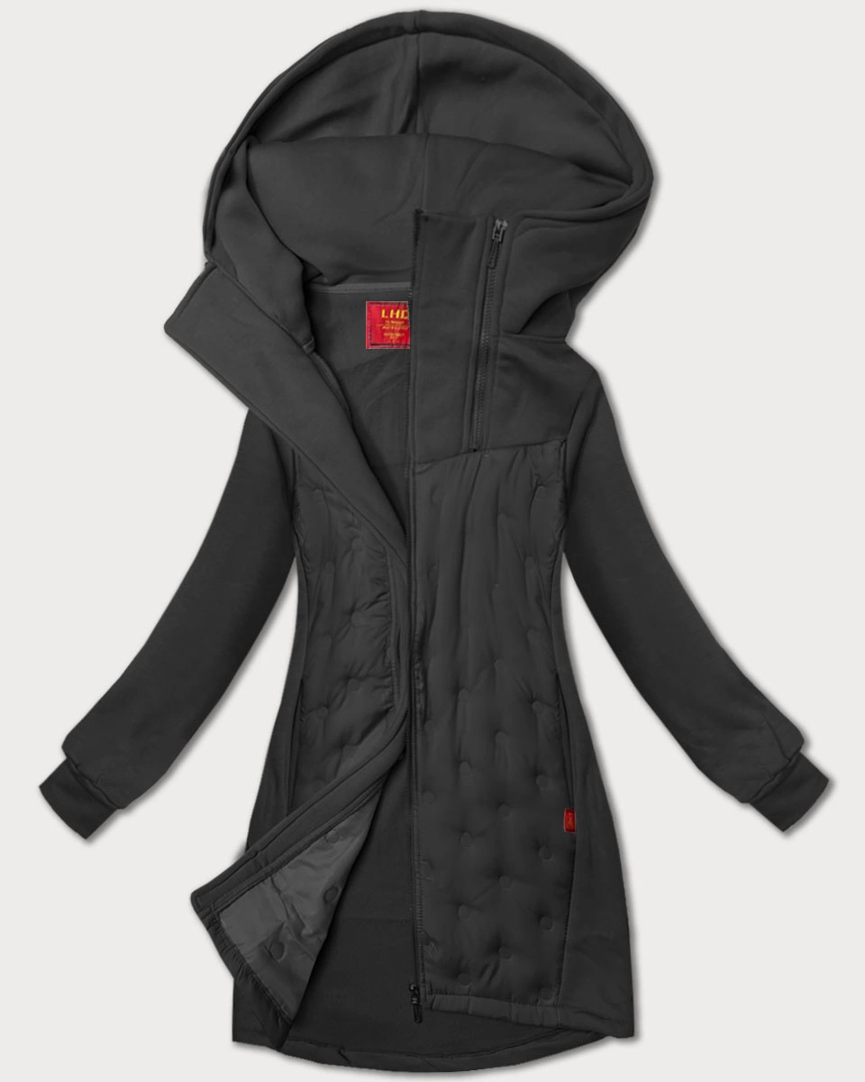 Długa bluza ze stójką i kapturem LHD grafitowa (AMG-178)