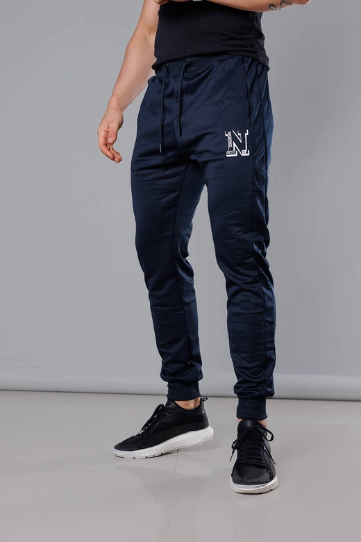 Spodnie dresowe z nadrukiem męskie granatowe (8K178-25)