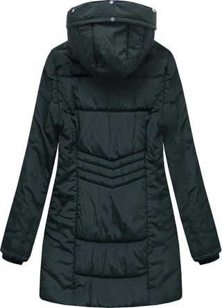 DŁUŻSZA PIKOWANA KURTKA Z KAPTUREM CIEMNOZIELONA (B2625-30)