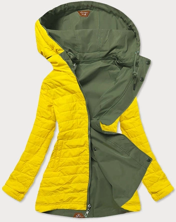 Dwustronna kurtka damska khaki-żołta (can-620big)