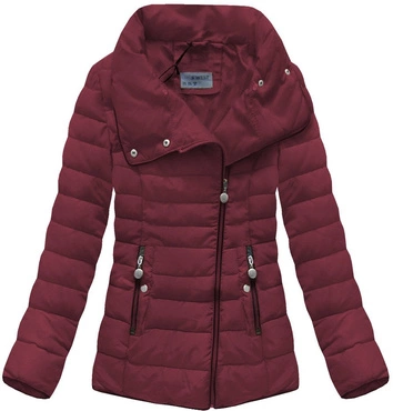 PIKOWANA KURTKA Z KOŁNIERZEM BORDOWA (R1058)