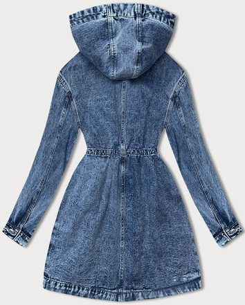 Narzutka jeansowa z kapturem niebieska (POP7011-K)