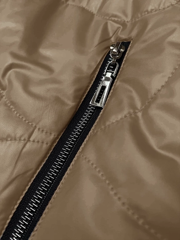 Lekko ocieplana pikowana kurtka damska S'West cappuccino (B8242-12)