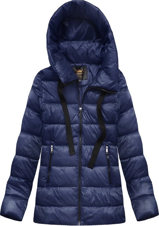 ZIMOWA PIKOWANA KURTKA DAMSKA Z KAPTUREM GRANATOWA (7698)