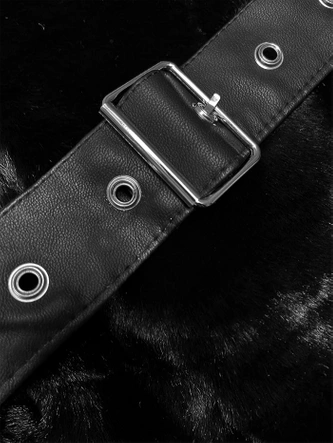 Futrzana kurtka damska J Style czarna (11Z8075)