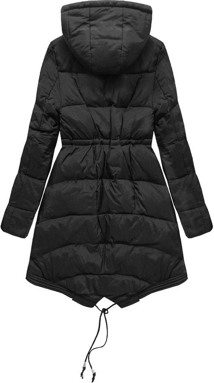 ZIMOWA PIKOWANA KURTKA DAMSKA Z KAPTUREM CZARNA (Y6202)