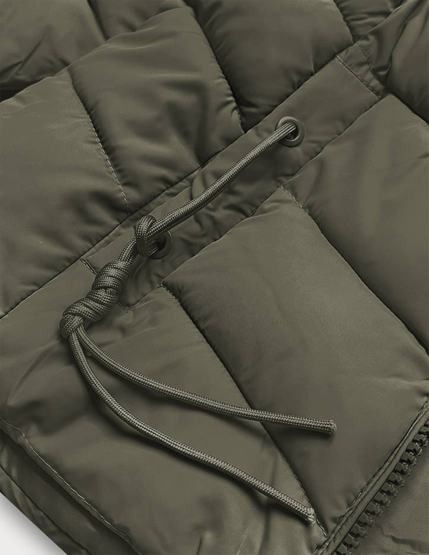 Krótka kurtka damska zimowa khaki (TY043-29)