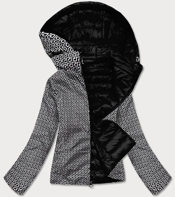 Pikowana kurtka dwustronna damska czarna (b9775-1)