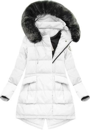 KURTKA Z PUCHEM NATURALNYM BIAŁA (7065)