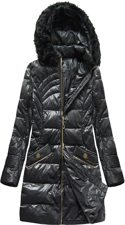 PIKOWANA KURTKA Z KAPTUREM CZARNA (1142)