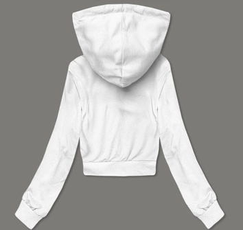 Krótka bluza dresowa z kapturem biała (8B939-1)