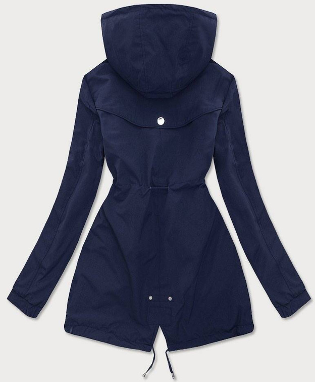 Dwustronna kurtka parka damska granatowa/kropki (w662)