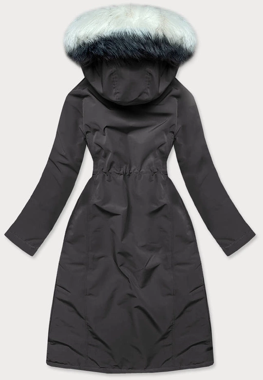 Długa zimowa damska parka bawełniana grafitowa (wm268)