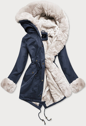 PARKA DAMSKA ZIMOWA NA MISIU GRANAT-ECRU (B530-3046)