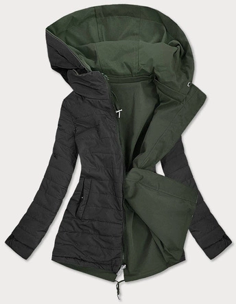 DWUSTRONNA KURTKA DAMSKA KHAKI-CZARNA (W505)