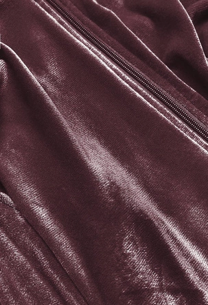 Welurowy dres damski z lampasami brązowy (81223)