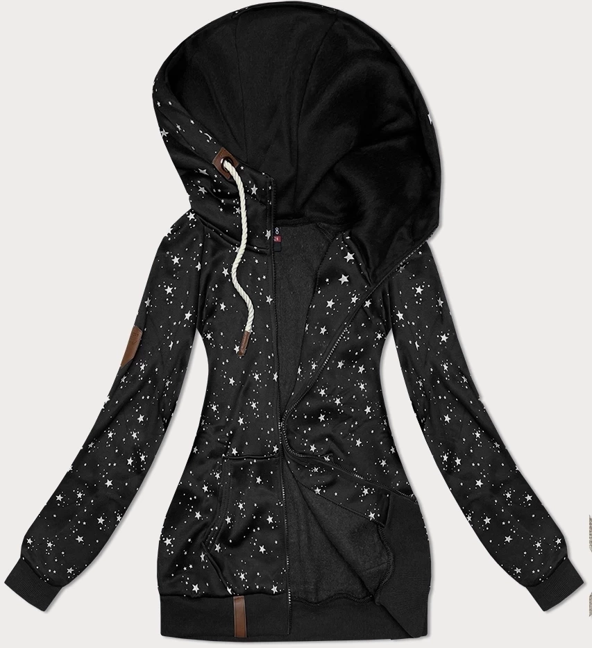 Rozpinana damska bluza w gwiazdki czarna (2313)