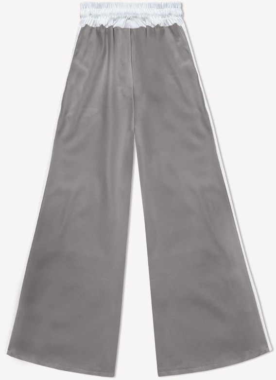 Luźne spodnie damskie z lampasami szare (764ART)