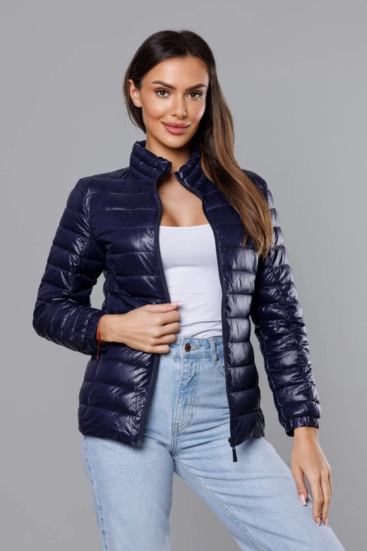Lekka pikowana kurtka damska ciemny granat (5M706-224)