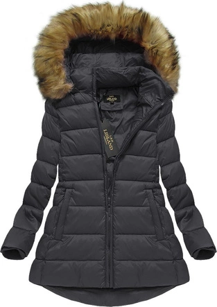 ASYMETRYCZNA KURTKA Z KAPTUREM GRAFITOWA (7675)