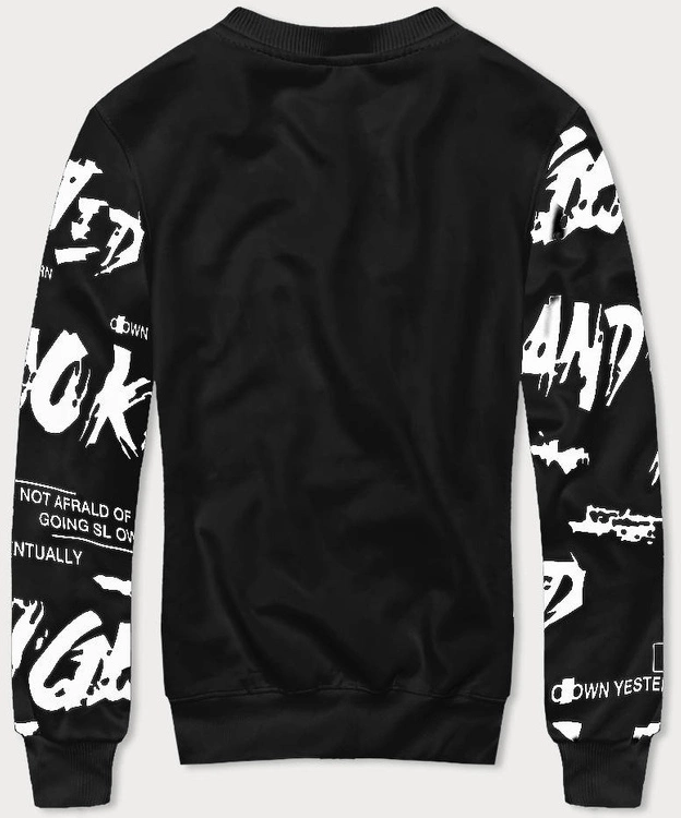 Cienka bluza ze ściągaczami czarna (8B1107-3)