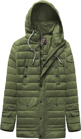 MĘSKA KURTKA Z PUCHEM NATURALNYM KHAKI (YR094)