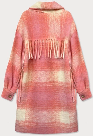 KOSZULOWA KURTKA DAMSKA Z FRĘDZLAMI RÓŻOWA (2081)