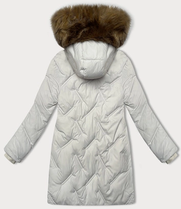Zimowa kurtka damska ze ściąganymi bokami S'west jasny szary (R8295-26)