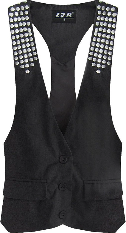 KRÓTKA ELEGANCKA KAMIZELKA CZARNA (X1228X)