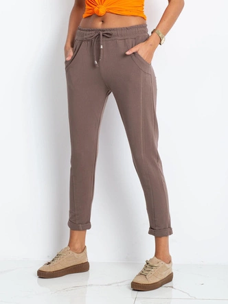 Spodnie damskie dzianinowe typu chino czekoladowe (3589.62)