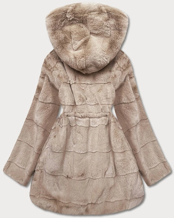 Futrzana kurtka damska beżowa (CX009-7)