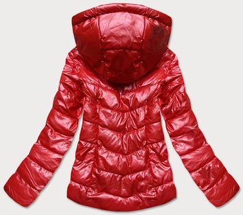 Błyszcząca kurtka z wzorzystymi wstawkami czerwona (w718)