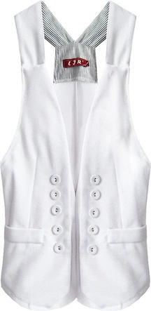 KRÓTKA KAMIZELKA Z OZDOBNYMI GUZIKAMI BIAŁA (1220)