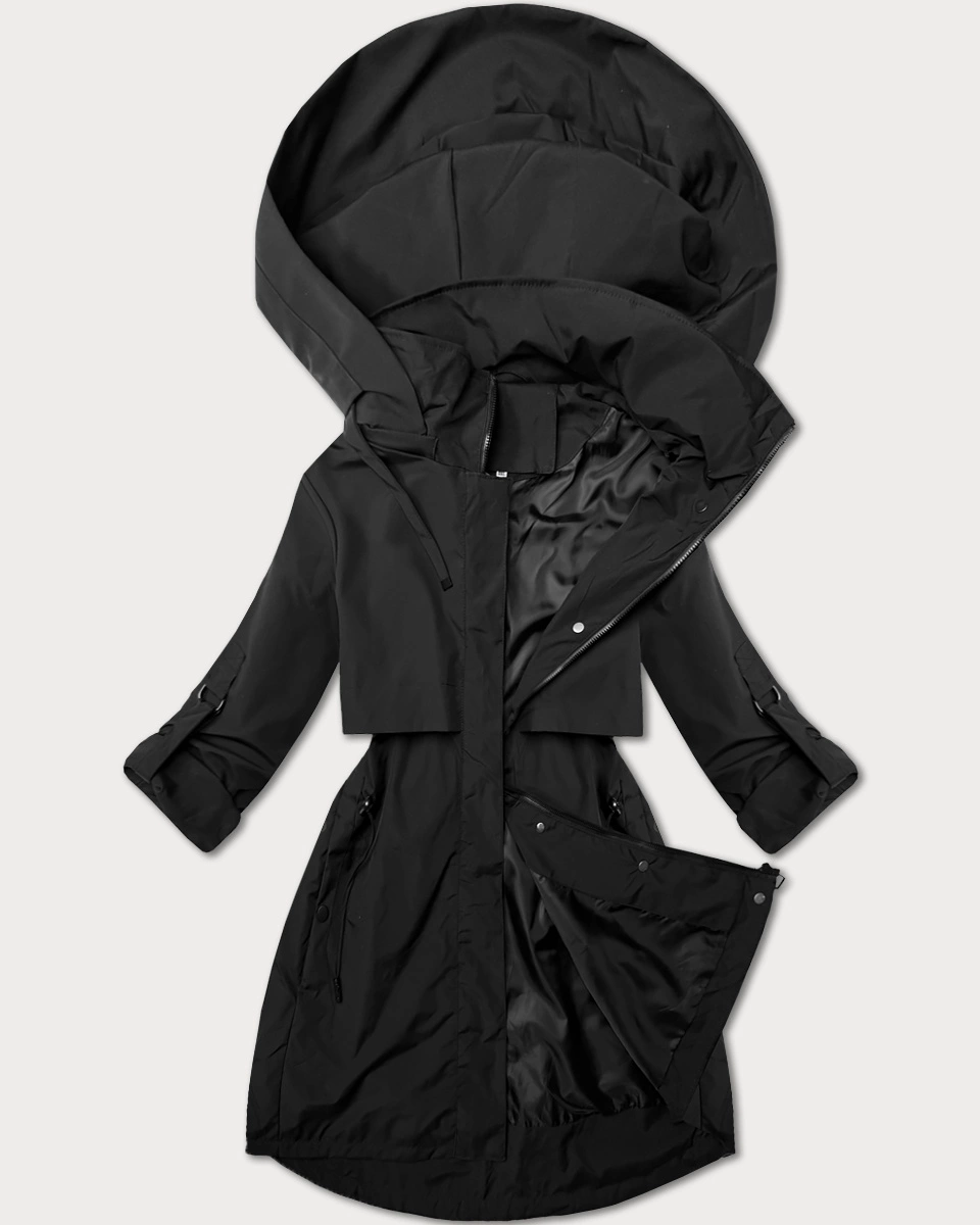 Prosta kurtka bez ocieplenia plus size J Style czarna (16M9257-392)