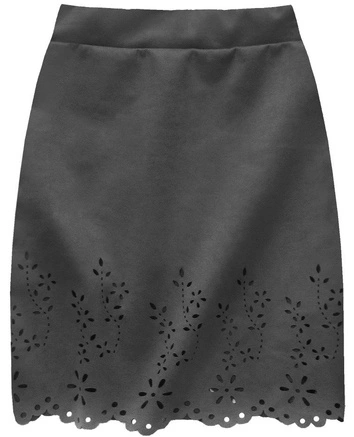 ZAMSZOWA SPÓDNICA Z AŻUROWYM DOŁEM CIEMNOSZARA (3070)