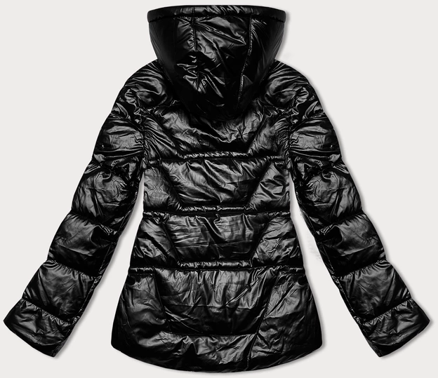 Dwustronna kurtka damska z asymetrycznym dołem czarna (16M9136-392)