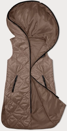 Kamizelka damska z ozdobnym pikowaniem camel (B8230-101)