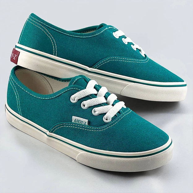 Sznurowane tenisówki damskie turkusowe (a8865)