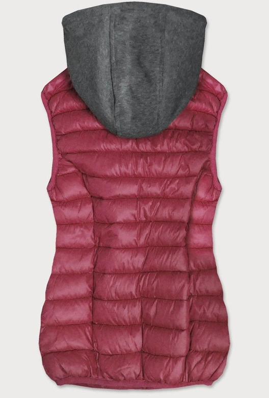 BEZRĘKAWNIK DAMSKI Z DRESOWYM KAPTUREM RÓŻOWY (B2616)