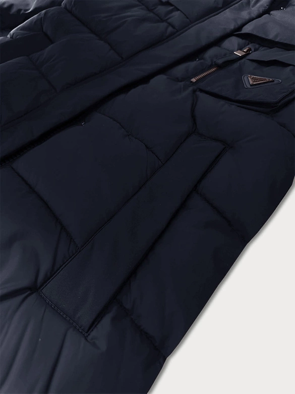 Kurtka zimowa z łączonych materiałów Libland ciemny granat (7820)