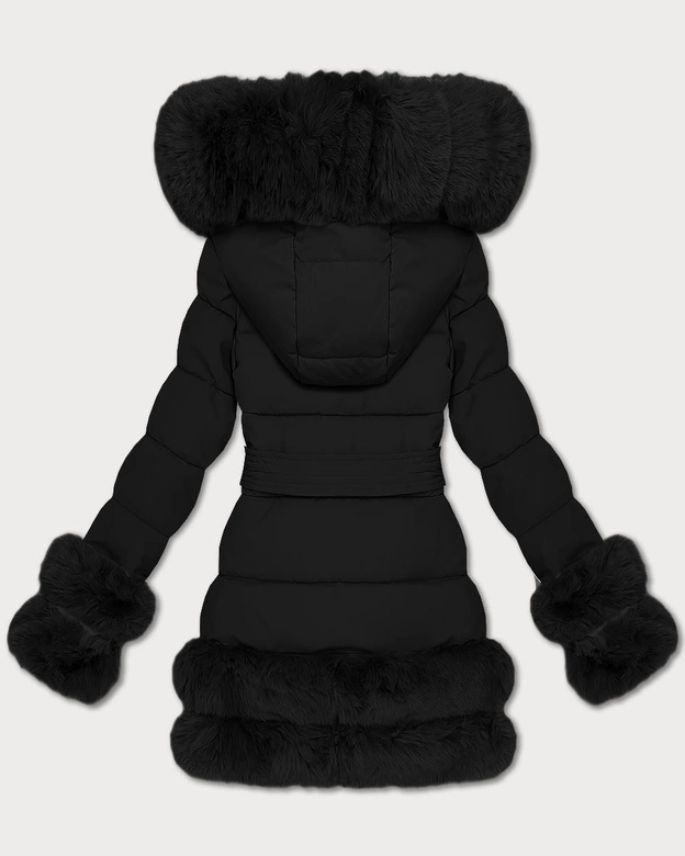 Przejściowa elegancka kurtka z futerkiem S'West czarna (B8526-1)