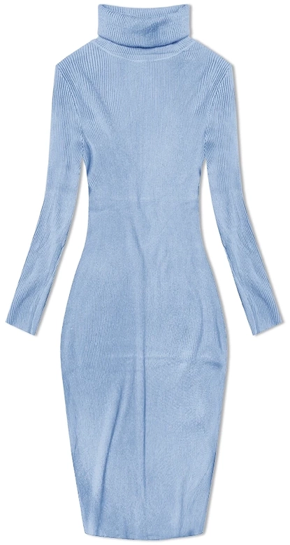 Ołówkowa sukienka z golfem niebieska (MM98015)