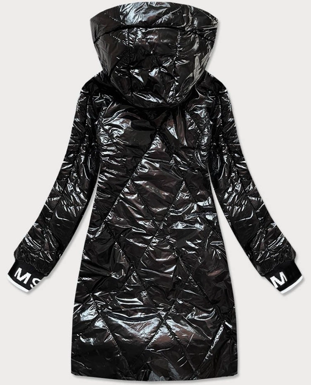 BŁYSZCZĄCA KURTKA DAMSKA CZARNA (B9777)