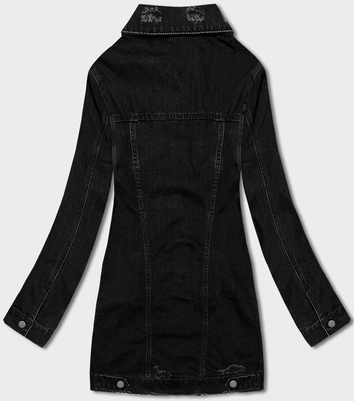 jeansowa damska kurtka z przetarciami czarna (POP5910-K)