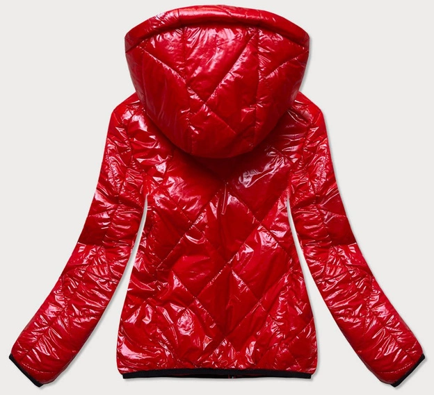 PIKOWANA KURTKA Z KAPTUREM CZERWONA (B9768)