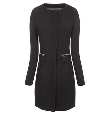 PROSTY PŁASZCZ Z ZAMKIEM CZARNY (2425)