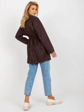 Damski cienki płaszcz - marynarka ciemny brąz (509128)