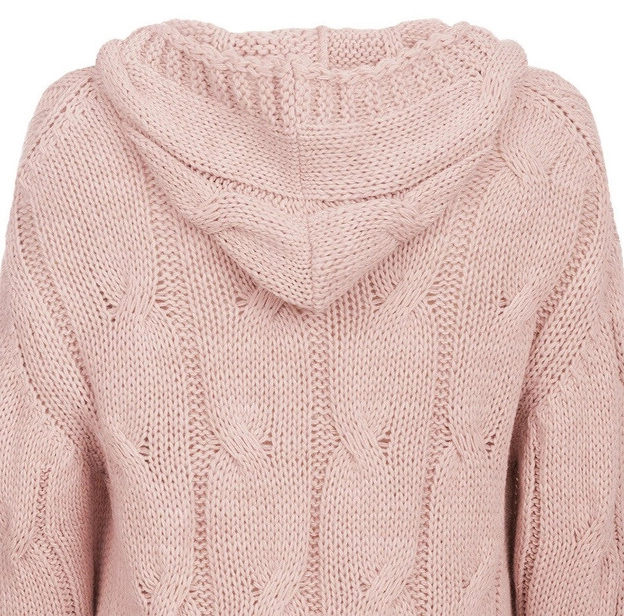 SWETER O GRUBYM SPLOCIE ANTYCZNY RÓŻ (115ART)