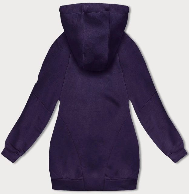 Luźna długa bluza damska ze ściągaczami fioletowa (AMG-332A)